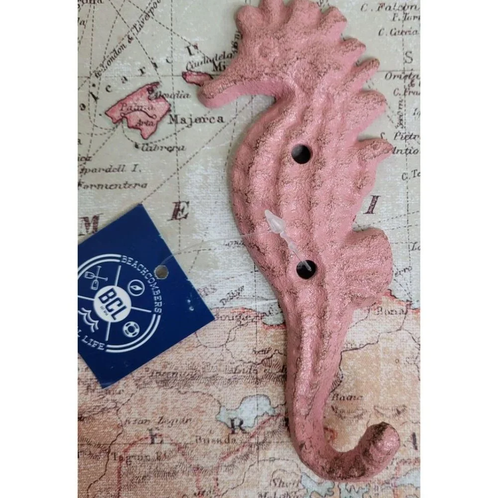 Cast Iron Seahorse Wall Hook Pink